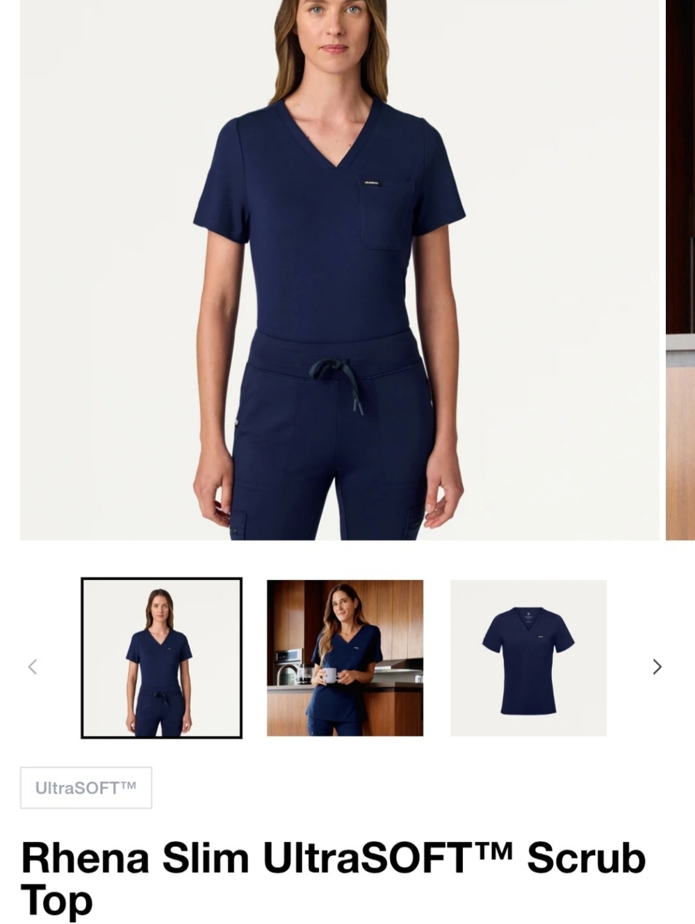Rhena Slim UltraSOFT™ Scrub Top - Navy